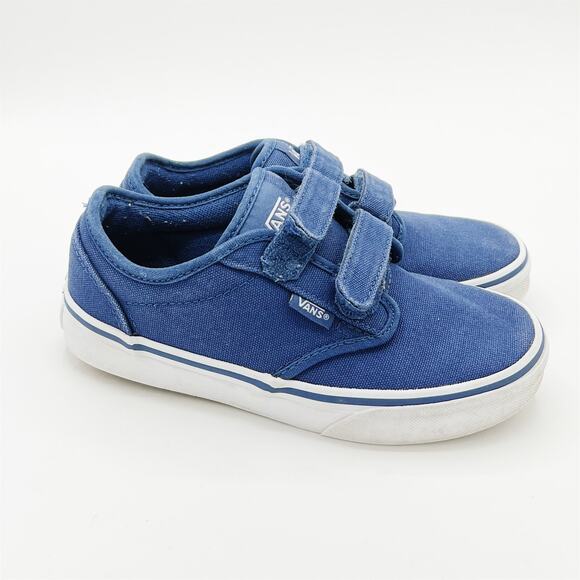 Van’s Atwood Velcro Canvas Shoes Navy Blue White Youth 2 - Picture 1 of 8